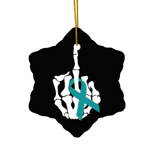 Fuck Ovarian Cancer Middle Finger Ovarian Cancer A Ceramic Ornaments