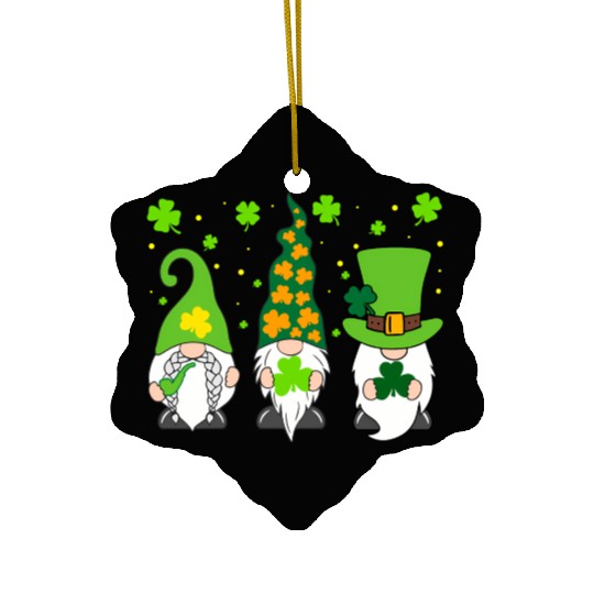 St Patrick'S Day Three Gnomes Shamrock Irish Ceramic Ornaments