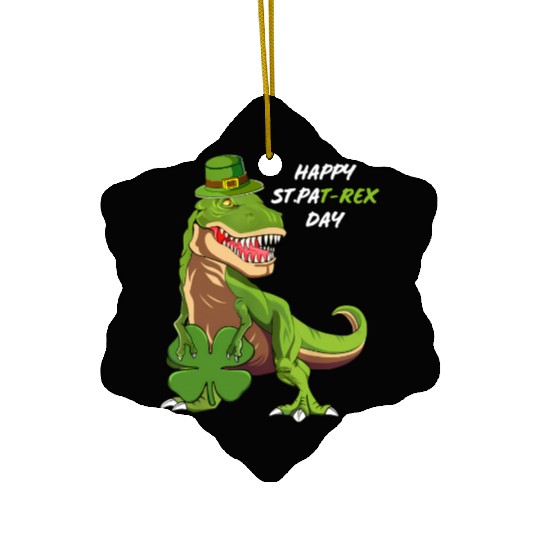 Happy St Pat Trex Day Dino St Patric Day Ceramic Ornaments