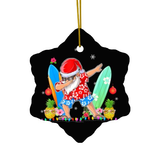 Dabbing Santa Christmas In July Hawaiian Xmas Ceramic Ornaments