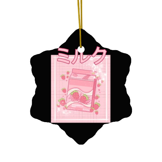 90S Japanese aii Strawberry Milk Shake Carton Ceramic Ornaments