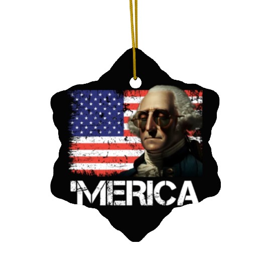 Merica George Washington Independence Day USA Ceramic Ornaments