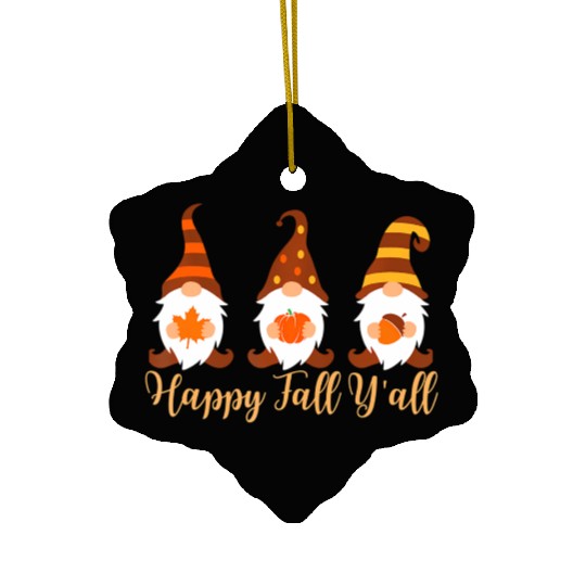 Happy Fall Y'all Autumn Gnome Ceramic Ornaments