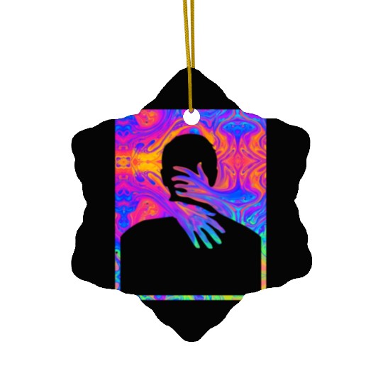 Embracing A Painting Of A Colorful Fluid Trippy Tr Ceramic Ornaments