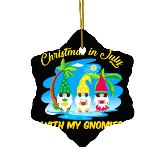 Christmas In July With My Gnomies Beach Summer Ceramic Ornaments