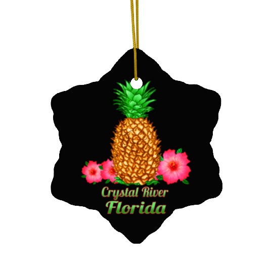 I Love Crystal River Florida Fl Pineapple Floral Ceramic Ornaments