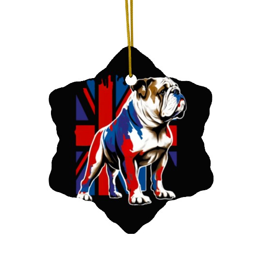 British Bulldog With Union Jack Flag King Charles Ceramic Ornaments