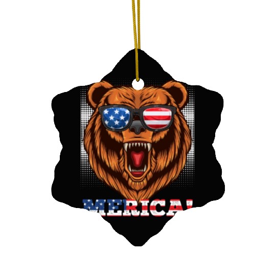 Merica Independence Day American Bear USA Party Ceramic Ornaments