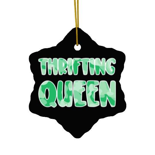 Thrifting Queen green camo Ceramic Ornaments