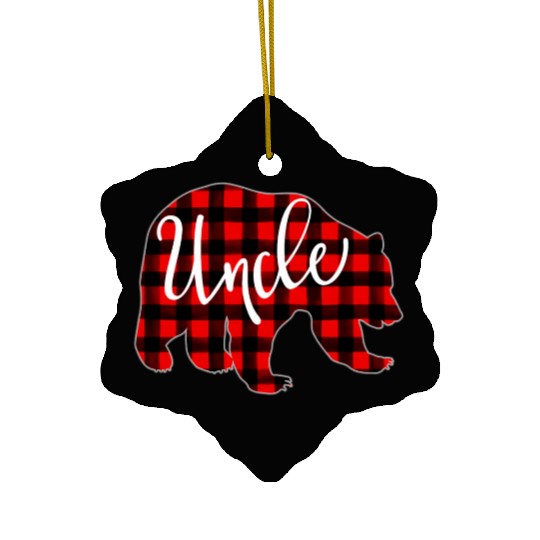 Red Plaid Uncle Bear Family Eve Buffalo Ceramic Ornaments