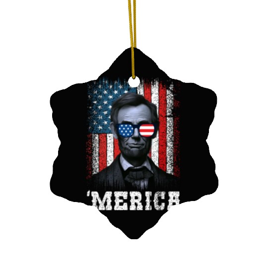 Merica Lincoln Independence Day Party 4th July Ceramic Ornaments