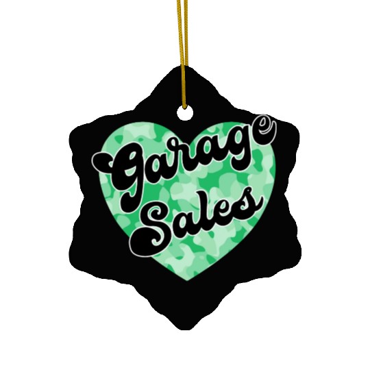 Garage Sales green camo heart Ceramic Ornaments
