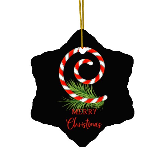 Merry Christmas Candy Cane Ceramic Ornaments