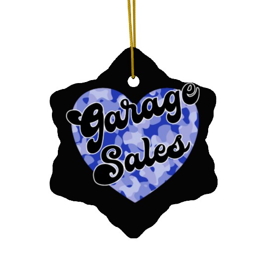 Garage Sales blue camo heart Ceramic Ornaments