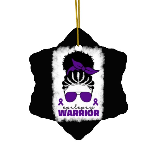 Afro Epilepsy Warrior For Black Epilepsy Awareness Ceramic Ornaments