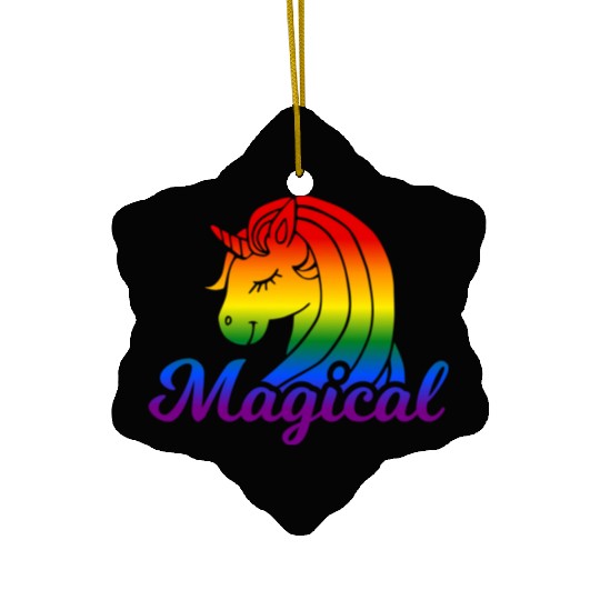 Magical Rainbow Unicorn | TTRPG Pride Ceramic Ornaments