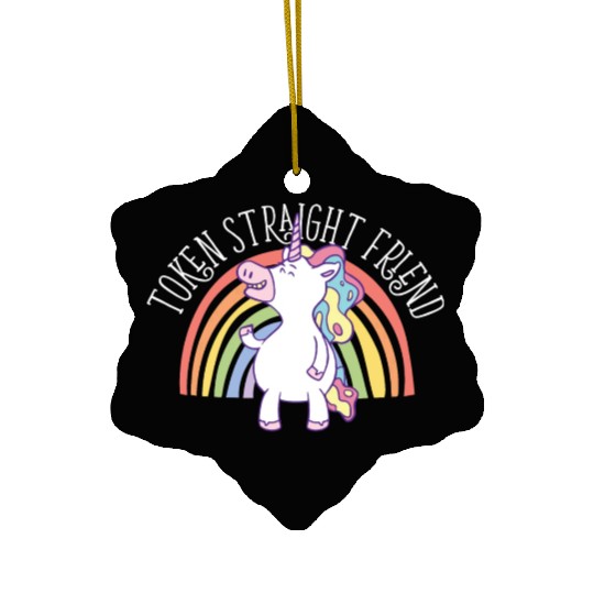 Token Straight Friend LGBTQ Ally Gay Pride Ceramic Ornaments