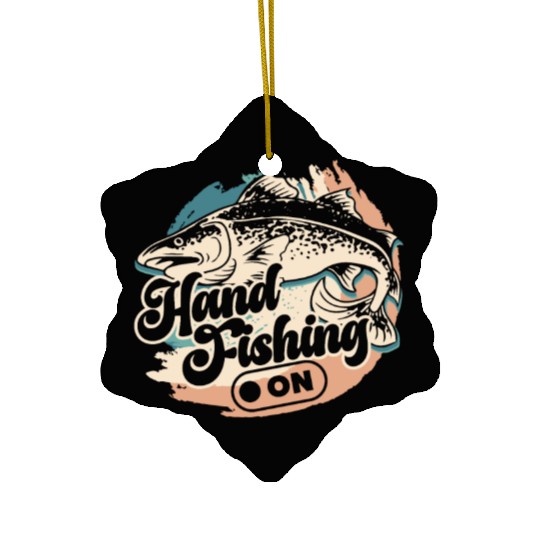 Hand Fishing Fisherman Noodling Lover Fisher Fish Ceramic Ornaments