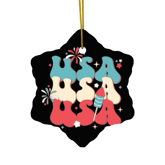 USA And Fireworks, Independence Day Ceramic Ornaments