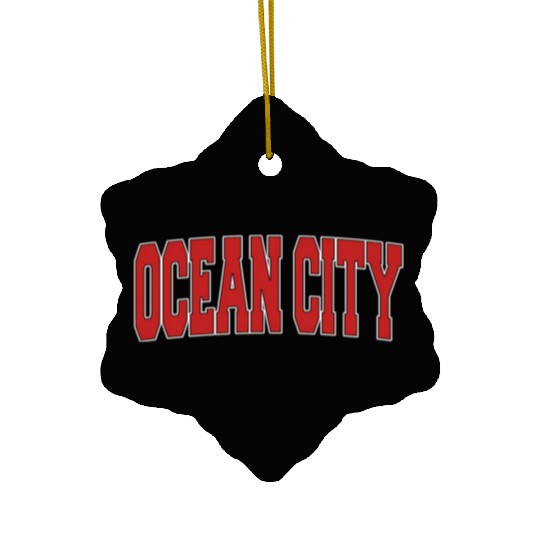 Ocean City Nj New Jersey Varsity Style Usa Sports Ceramic Ornaments