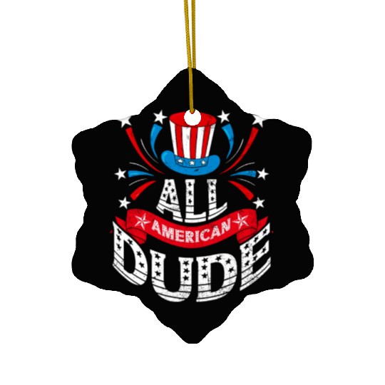 All American Dude American Pride US Patriot Ceramic Ornaments