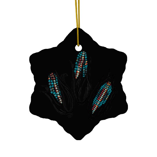 Native American Turquoise Corn Tribal Pattern Ceramic Ornaments