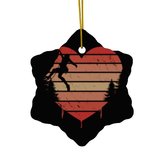 Cute Red Vintage Heart Rock Climbing Valentine Day Ceramic Ornaments