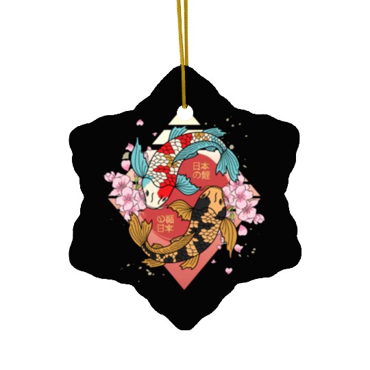 Kawaii Cherry Blossom Koi Fish Japanese Sakura Ceramic Ornaments