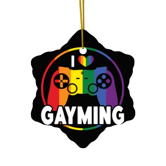 I Love Gayming Gay Pride Lesbian Rainbow Flag Ceramic Ornaments