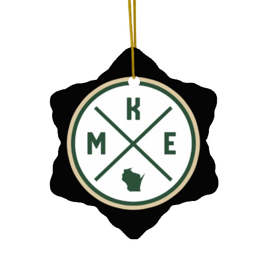 Milwaukee Circle Patch Green Ceramic Ornaments