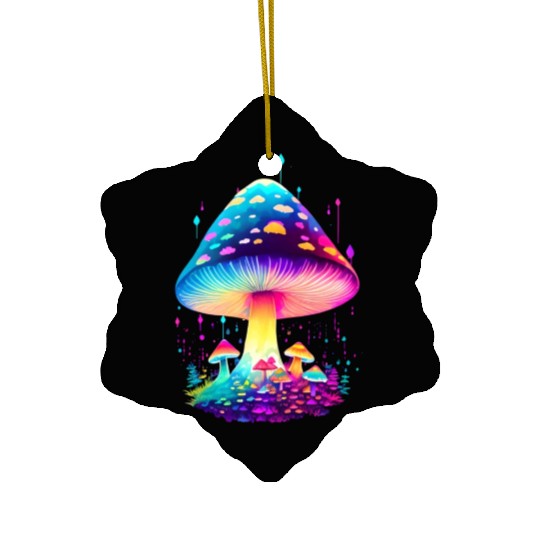 Enchanting Fungi: A Neon Wonderland Ceramic Ornaments