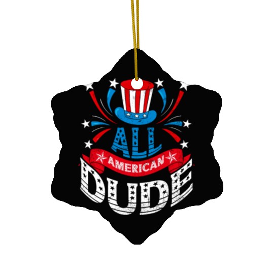 All American Dude American Pride US Patriot Ceramic Ornaments
