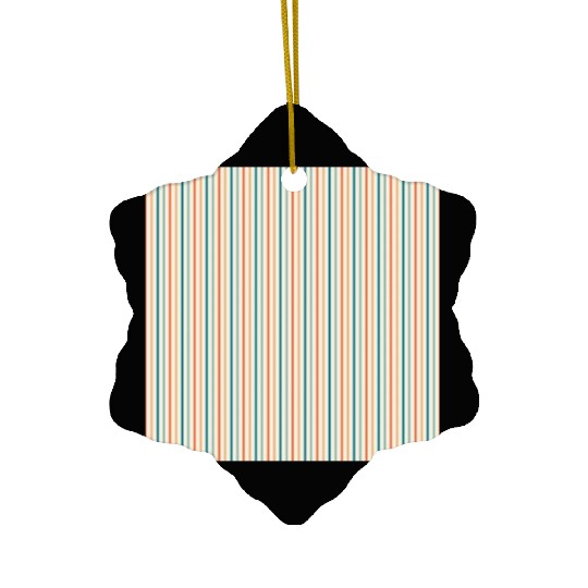 Orange Teal Stripes Ceramic Ornaments