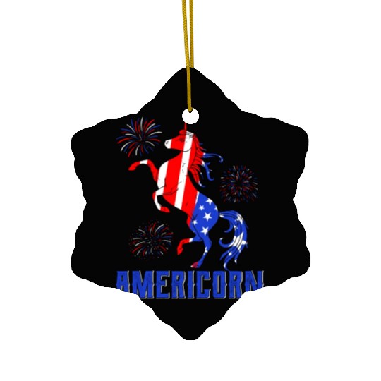 Americorn USA Unicorn Independence Day Party Ceramic Ornaments