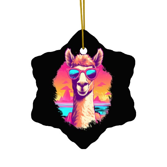 Funny Alpaca with Sunglasses - Alpacatude Ceramic Ornaments