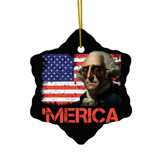 Merica George Washington Independence Day USA Ceramic Ornaments