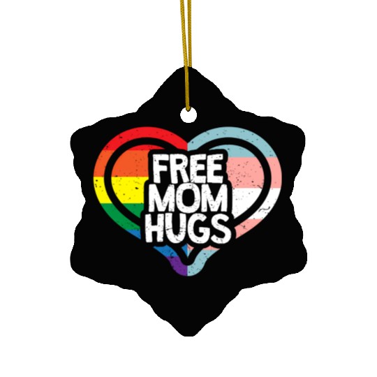 Free Mom Hugs Rainbow Pride Ceramic Ornaments