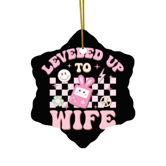 Leveled Up To Wife, Happy Game Day Ceramic Ornaments