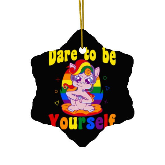 Dare to be Gaymer Lesbian Girl Gamer gift Ceramic Ornaments