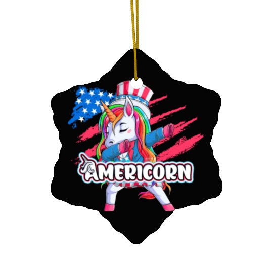 Independence Day Americorn Unicorn USA Party Ceramic Ornaments