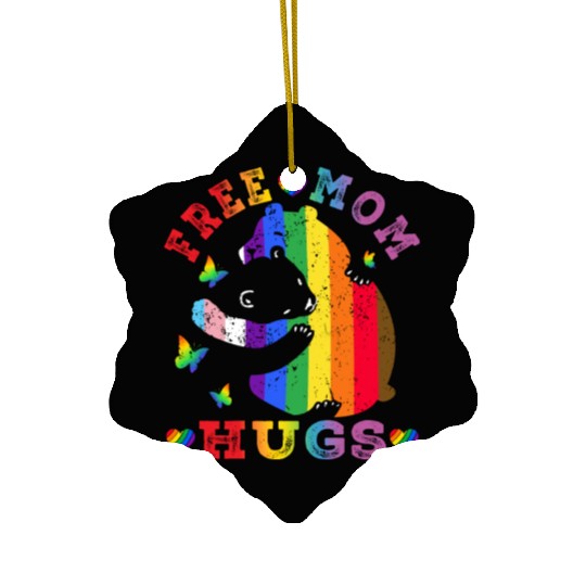 Gay LGBT Pride Mama Bear For Women Free Mom Hugs Ceramic Ornaments