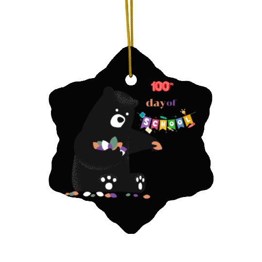 cute bear 100th day of school Ceramic Ornaments