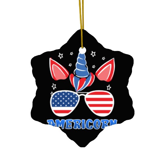 Americorn Unicorn America Party Independence Day Ceramic Ornaments