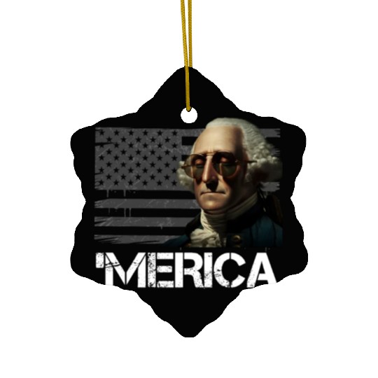 Merica George Washington Independence Day USA Ceramic Ornaments
