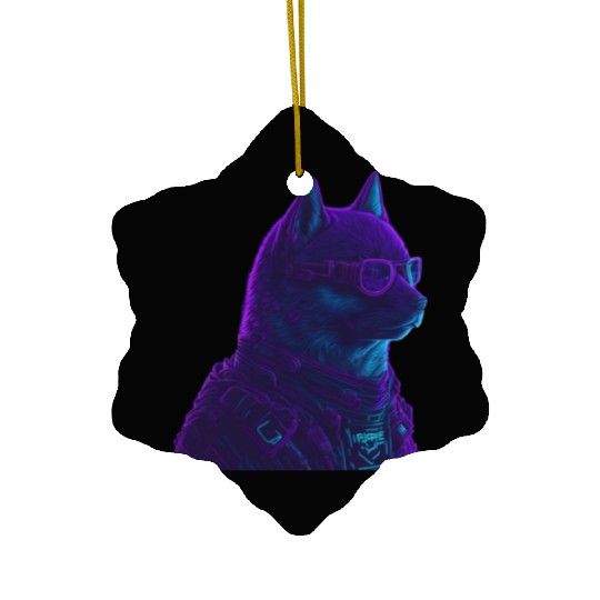 Neon Punk Dogedroid Ceramic Ornaments