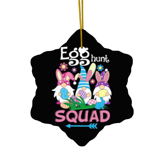 Egg Hunt Squad green Ceramic Ornaments