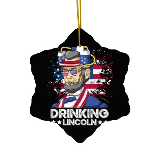 Drinking Lincoln USA President Independence Day Ceramic Ornaments