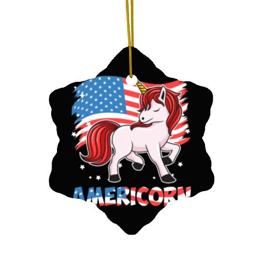 Americorn Unicorn America Party Independence Day Ceramic Ornaments