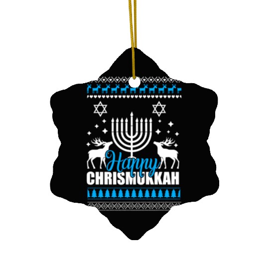 Happy Chrismukkah Ugly Style Ceramic Ornaments