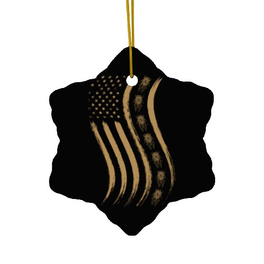 Cicada Line In Waving Distressed Us Flag For Ceramic Ornaments